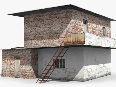 slum h brick house with ladder Low-poly 3D model