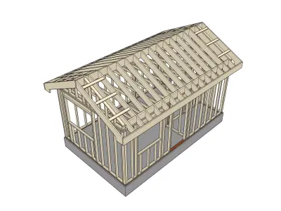 Tiny House Wood Framing Structure - Real Scale 2x4 Construction 3D model