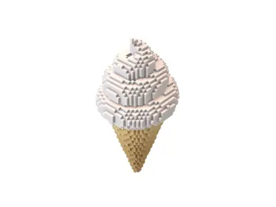 Voxel Ice Cream Cone v1 008 Low-poly 3D model