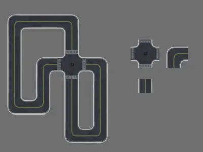 Asphalt Street Kit - Rua de Asfalto Low-poly 3D model