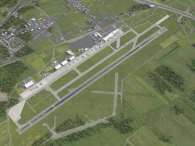 Katowice Airport Low-poly 3D model