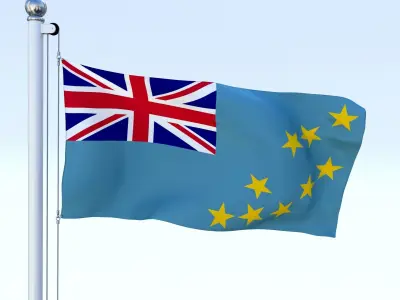 Animated Tuvalu Flag Low-poly 3D model