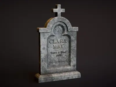 Stepped Arch Tombstone Low-poly 3D model