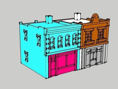 Shop Store Building 2pcs by Outland Models 3D Printable 3D print model buy