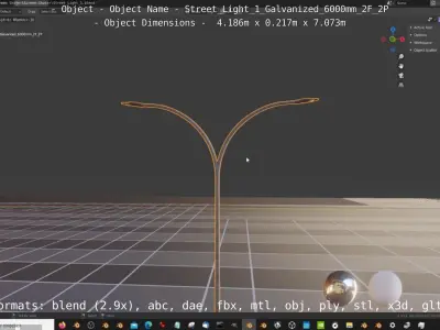 Street Light 1 Galvanized 6000mm 2F 2P Low-poly 3D model