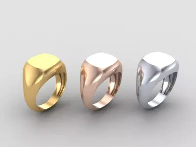 cushion square Signet Ring Base 10 MM top in All sizes 276-MWC 3D print model