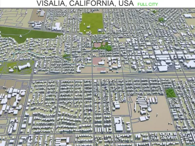 Visalia California USA 25km Low-poly 3D model