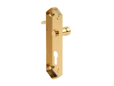Paris Door Handles Polished Brass 3D model