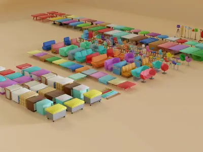 Cafe Pack - Low Poly Low-poly 3D model