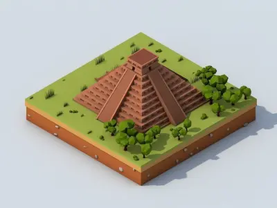 Cartoon Low Poly Chichen Itza 3D model
