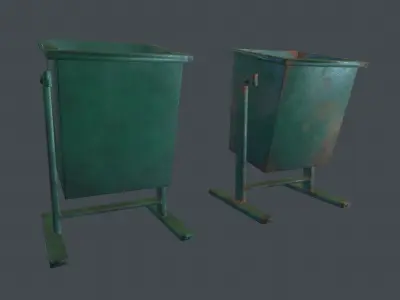 Street Metal Trash Can PBR Game Ready Low-poly 3D model