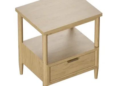 Bodie Natural Oak Wood Kids Nightstand with Drawer 3D model