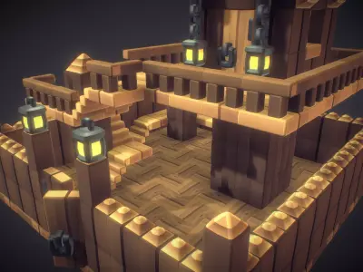 Cube World Wood Block - Proto Series Low-poly 3D model