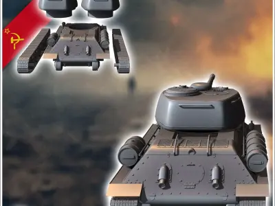 T-34-100 tank destroyer - Soviet army WW2 Second World East fron 3D print model