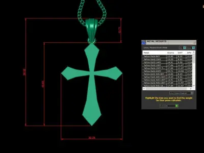 Light Gold 18K Cross Pendant 2CP009 3D print model