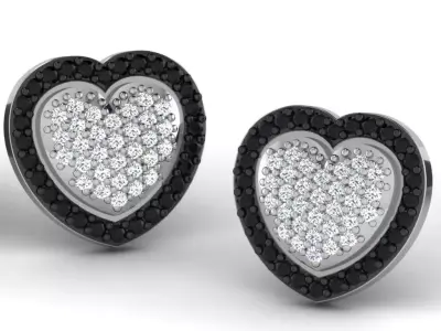 Gold Diamond Women Earring 3D print Model 3D print model 12