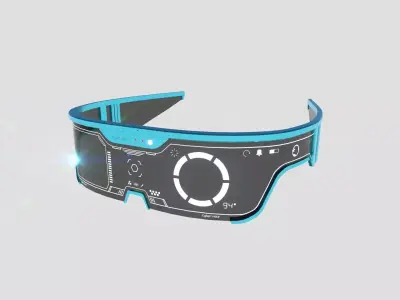SciFi Glasses Visor 08 Light Blue - Character Design Fashion Low-poly 3D model