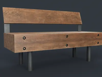 Modern Outdoor Bench 52 PBR Game Ready Low-poly 3D model