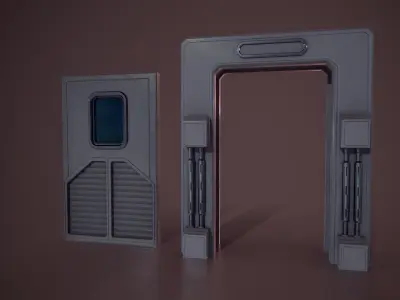 Sci Fi Door Low-poly 3D model