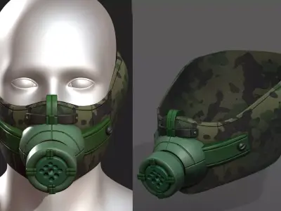 Gas mask respirator scifi futuristic 3d  Low-poly 3D model