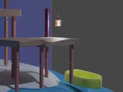  Small island and shack Low-poly 3D model