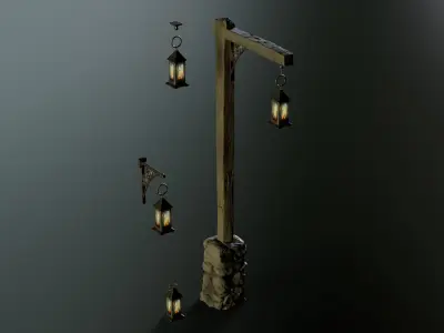 Medieval Lantern Low-poly 3D model order
