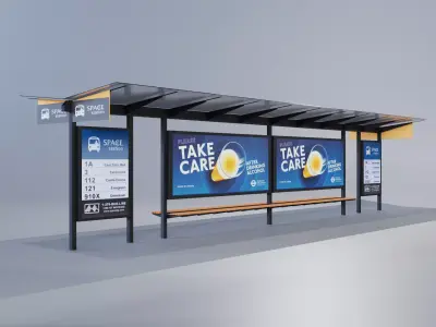 Bus station 3D model 3