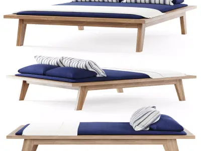 Wooden beach daybed 3D model
