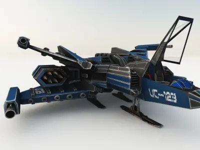 SPACE FIGHTER Game Ready With Cockpit Low-poly 3D model