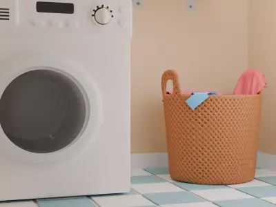 Laundry Washing machine Clothes basket Free 3D model