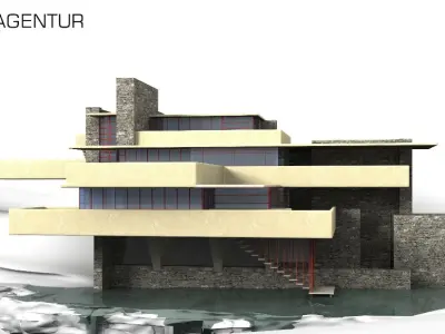 House Fallingwater Frank Lloyd Wright 3D model