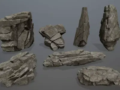 cliff rocks Low-poly 3D model