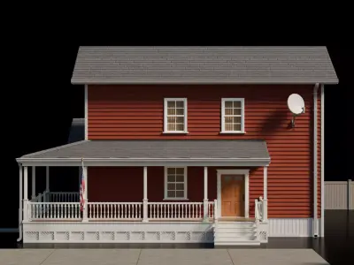 American Cottage House 11 Low-poly 3D model