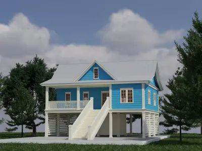 Semi Modern House 1 Low-poly 3D model