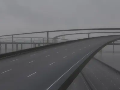 Freeway03 overpass on highway in rain 3D model