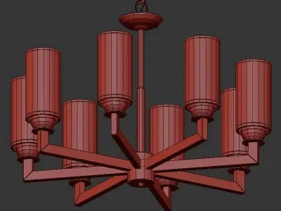 Amoret light chandelier in brass with frosted glass shades 3D model