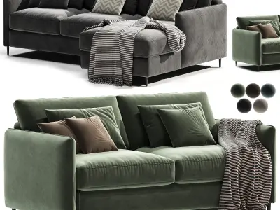 Sofa cama rinconero de algodon lino Lomeo 3D model