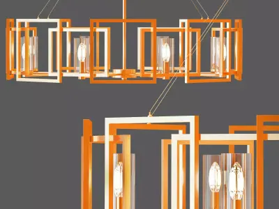 Marco 8 Light White Gold Chandelier with Clear Glass Shade 3D model