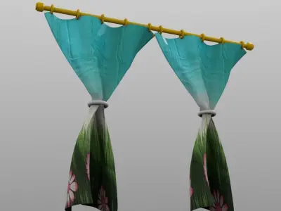 Curtains double Low-poly 3D model