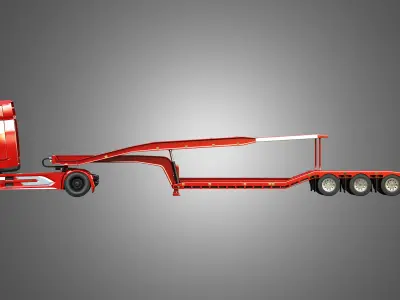 Daf XG Truck with Van Transporter Trailer 3D Model Pack
