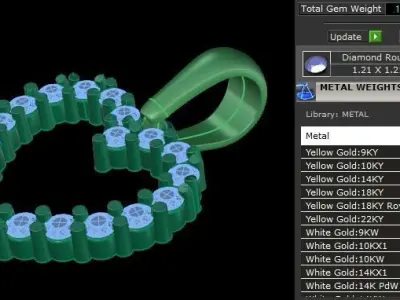 Dainty Diamond Heart Pendant with Bell 3D print model