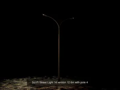 Sci-Fi Street Light 14 with pole 4 3D Model Pack