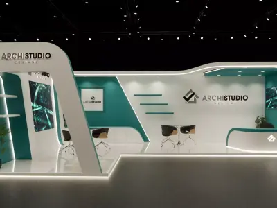 L shaped exhibition booth design  9m x 3m and 3m x 3m 3D model 3D model