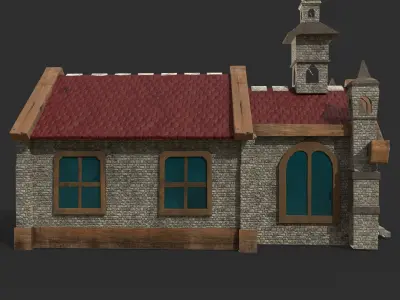 3D Game House with PBR Texturing Low-poly 3D model