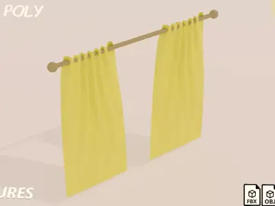 Curtains Low-poly 3D model order