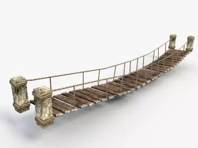Low poly rope bridge Low-poly 3D model