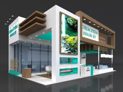 Exhibition Stand Booth Stall 11x7m Height 500cm 3 Side Open 3D model