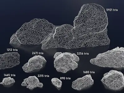 Rocks Covered in Lichen 10 Pack Low-poly 3D model