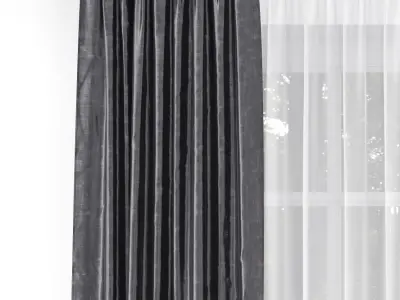 Curtain blackout with sheer curtains 3D model