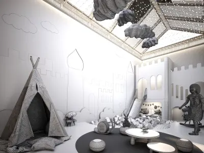 Modern children entertainment area - Kindergarten 3D model